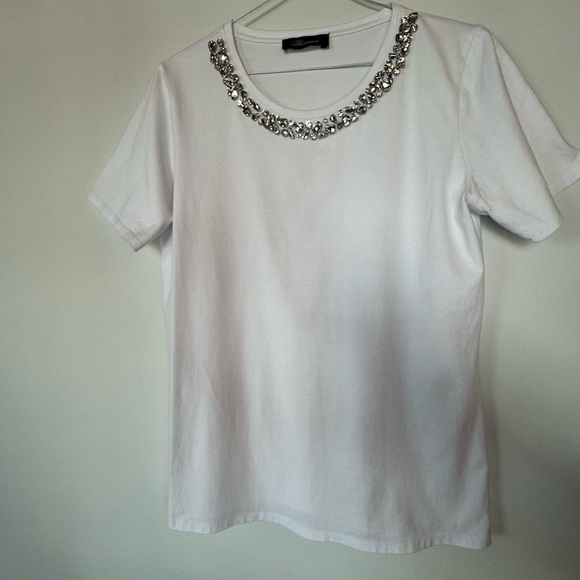 Bluemarine White T-Shirt – Size M, Embellished Neckline - Picture 5 of 11